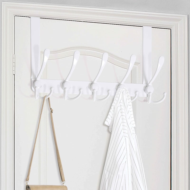 WEBI Over The Door Hooks,Door Hanger,Triple Door Hooks for Hanging Over The Door Towel Rack,Door Coat Hanger,Door Coat Rack for Clothes,Towels,Back of Bathroom,White - Image 3